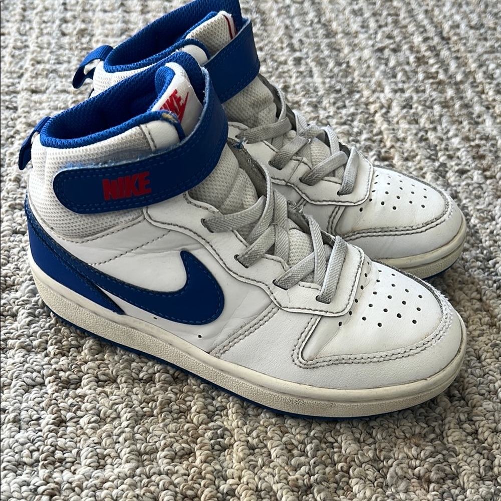 Nike Kids High-Top Sneakers - White and Blue